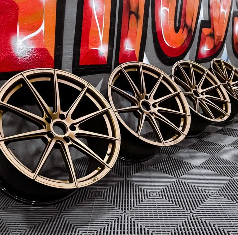 gold alloy wheels, restored by Foz Sports Alloys